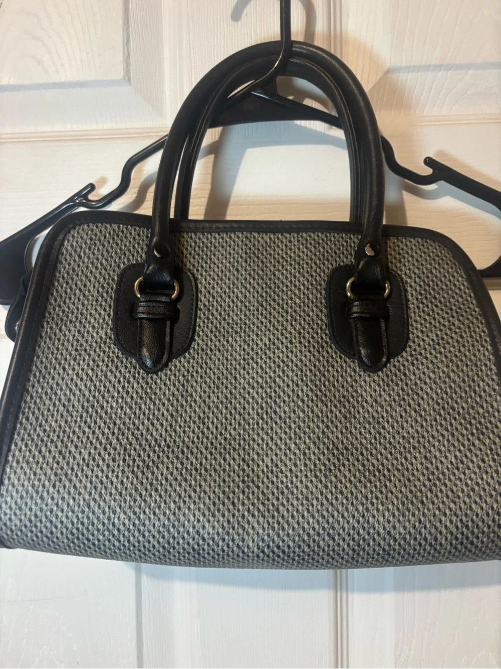 Structured Black and Cream Women’s Satchel Handbag